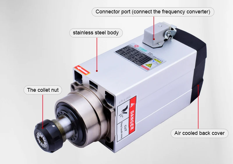 Hot Sell High Speed Gdz Spindle 4.5kw 300Hz 18000rpm Er32 Air Cooling CNC Spindle Motor for CNC Router
