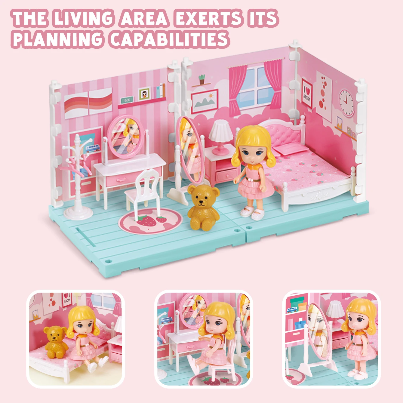 Children's mini simulation bedroom and bathroom furniture, role-playing toys and gift sets