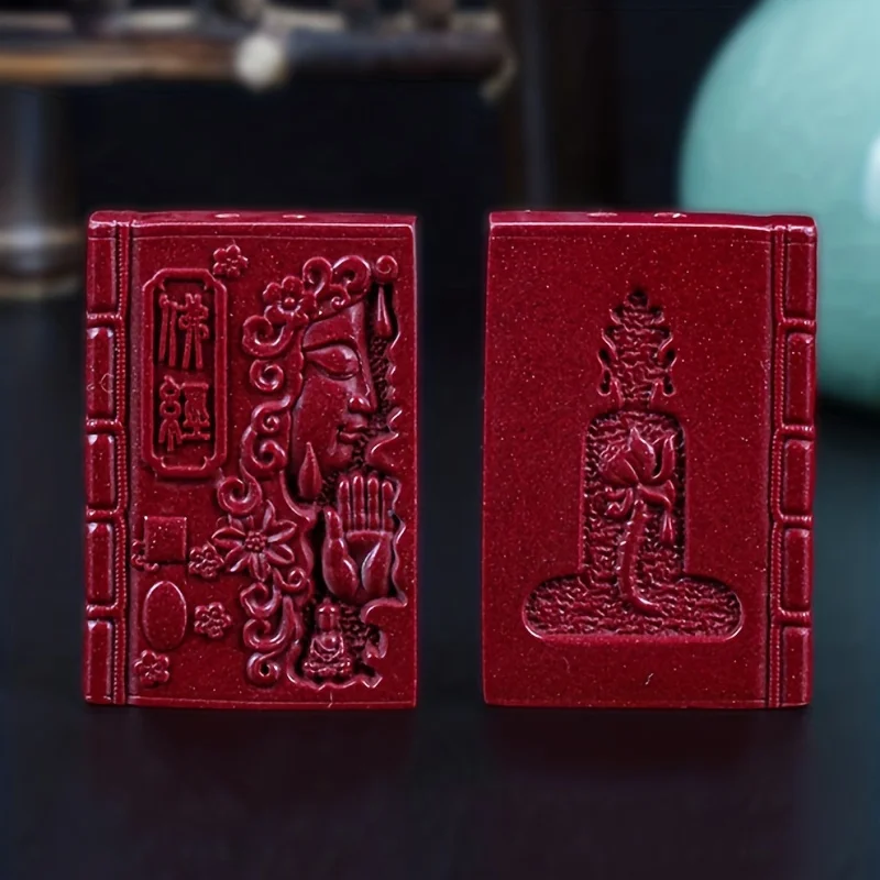 

Cinnabar Buddha Sutra Pendant Men And Women Bodhisattva Amulet Sutra Scroll Lotus Ping An Card