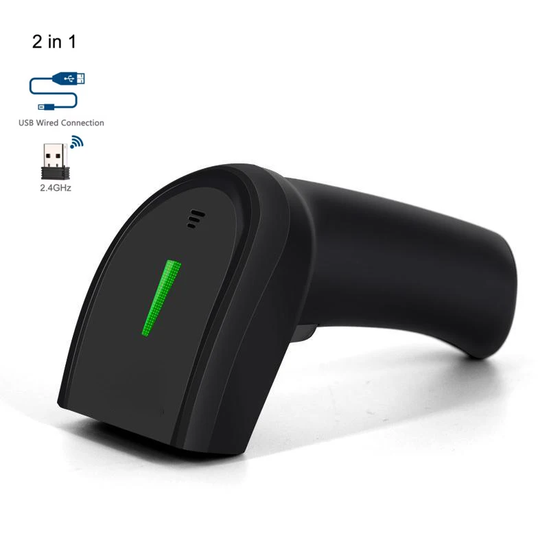 2.4G Wireless Barcode Scanner Handheld Red Light CCD Bar Code Reader for Supermarket Cashier Express Warehouse Inventory