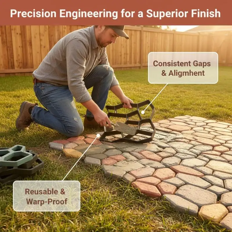 DIY Path Maker Paver Molds Stone Brick Concrete Mold Concrete Walk Garden Path Paving Paver Reusable Patio Molds Paviment