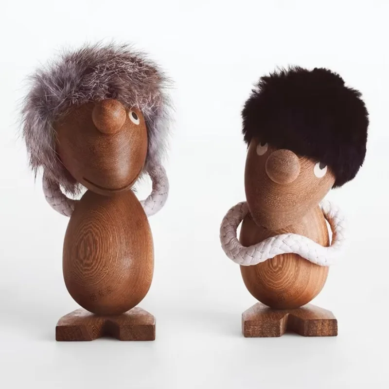 Poupées en bois créatives optimistes et pessimistes, cadeaux intéressants et significatifs, décorations de bureau, style nordique