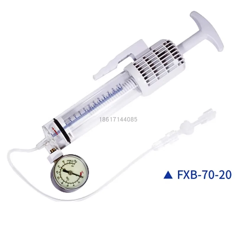 Balloon dilation pressure pump with syringe for PTCA surgery in hospitals, disposable balloon dilation pressure pump