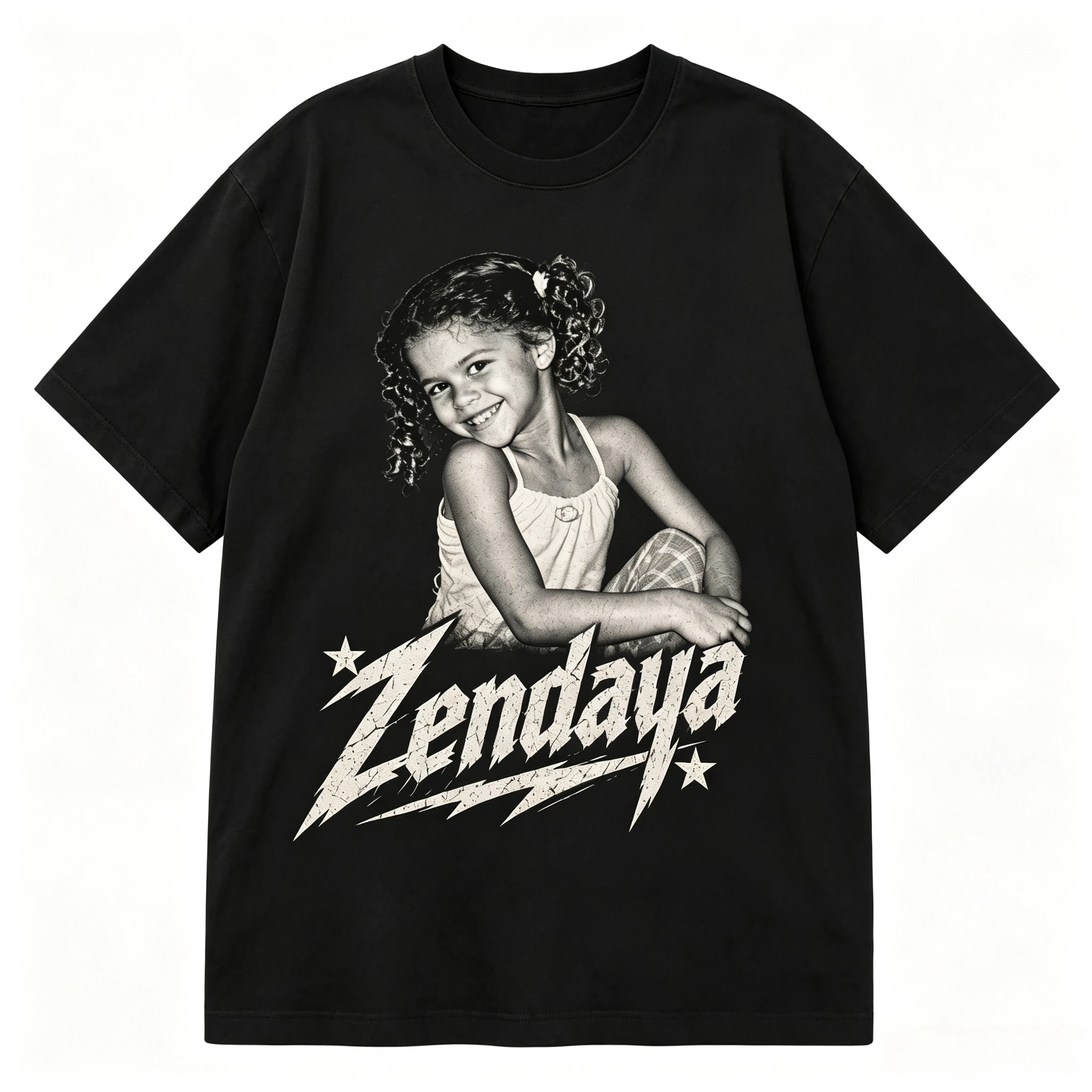 Zendaya Childhood Photo T-Shirt 30th Birthday Vintage Graphic Cotton Short Sleeve Unisex Casual Fan Tee High-quality Streetwear