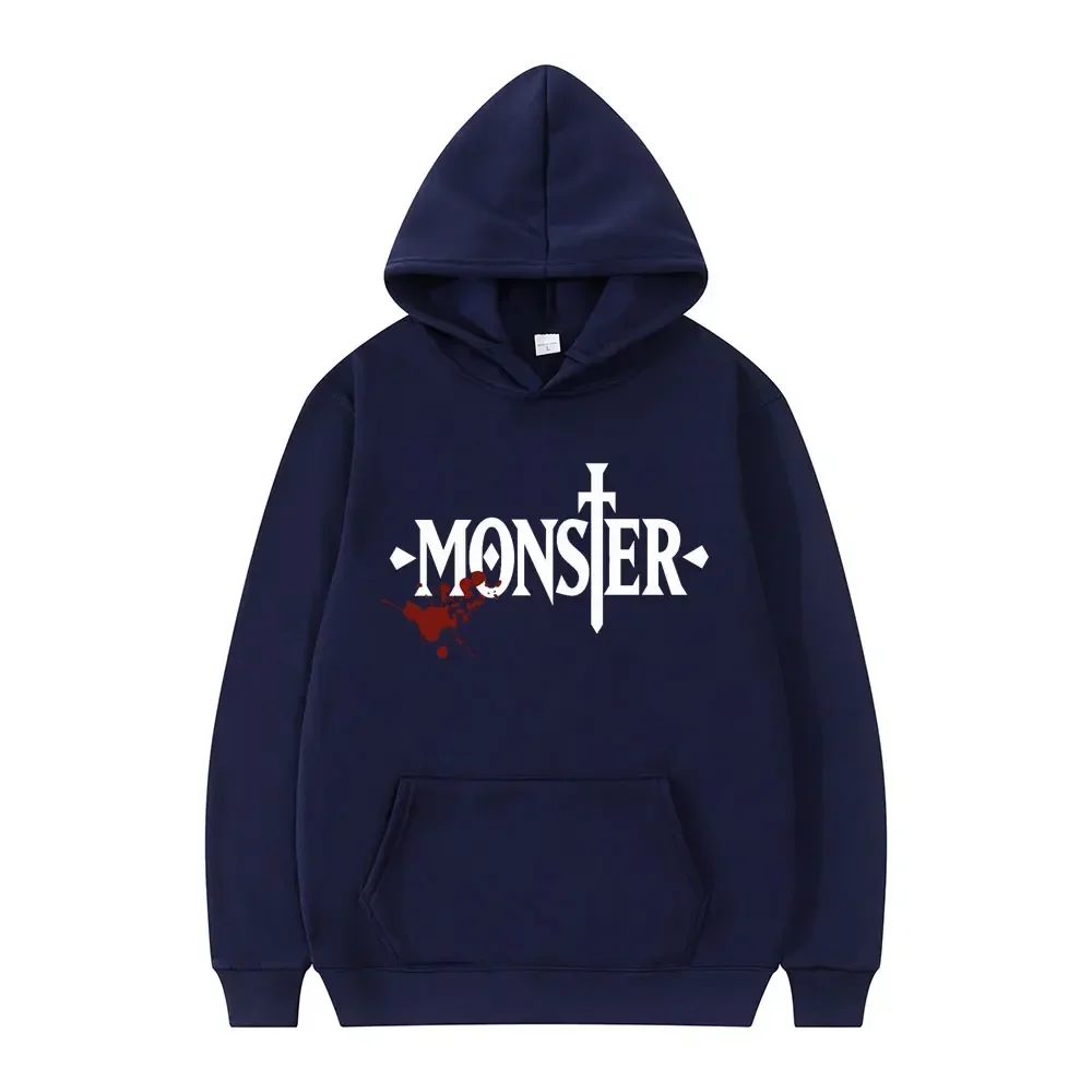 Japanese Anime Monster Logo Graphic Hoodie Harajuku Cool Style Long Sleeve Men Women Fashion Oversized Sweatshirt Hoodies Unisex