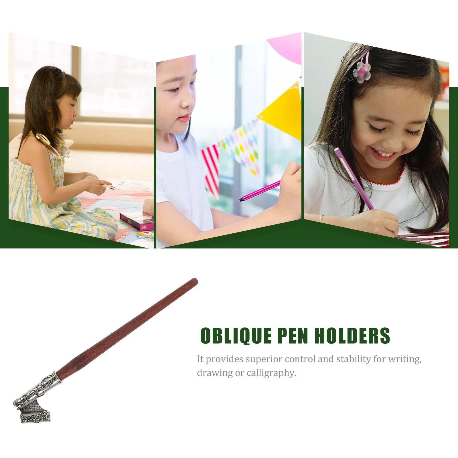 

1pc Dip Pen Accessory Alloy Wood Nib Holder Handle Smooth Beginner Artist Student Practice Tool Oblique Replacement Nib
