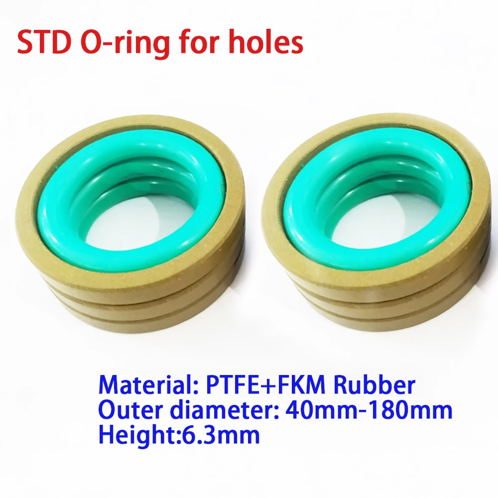 STD Hole Using FKM Sealing Ring Rotating Gley Ring Hydraulic Cylinder Oil Seal O-Ring OD 40mm-180mm Thick 6.3mm Seal Gasket