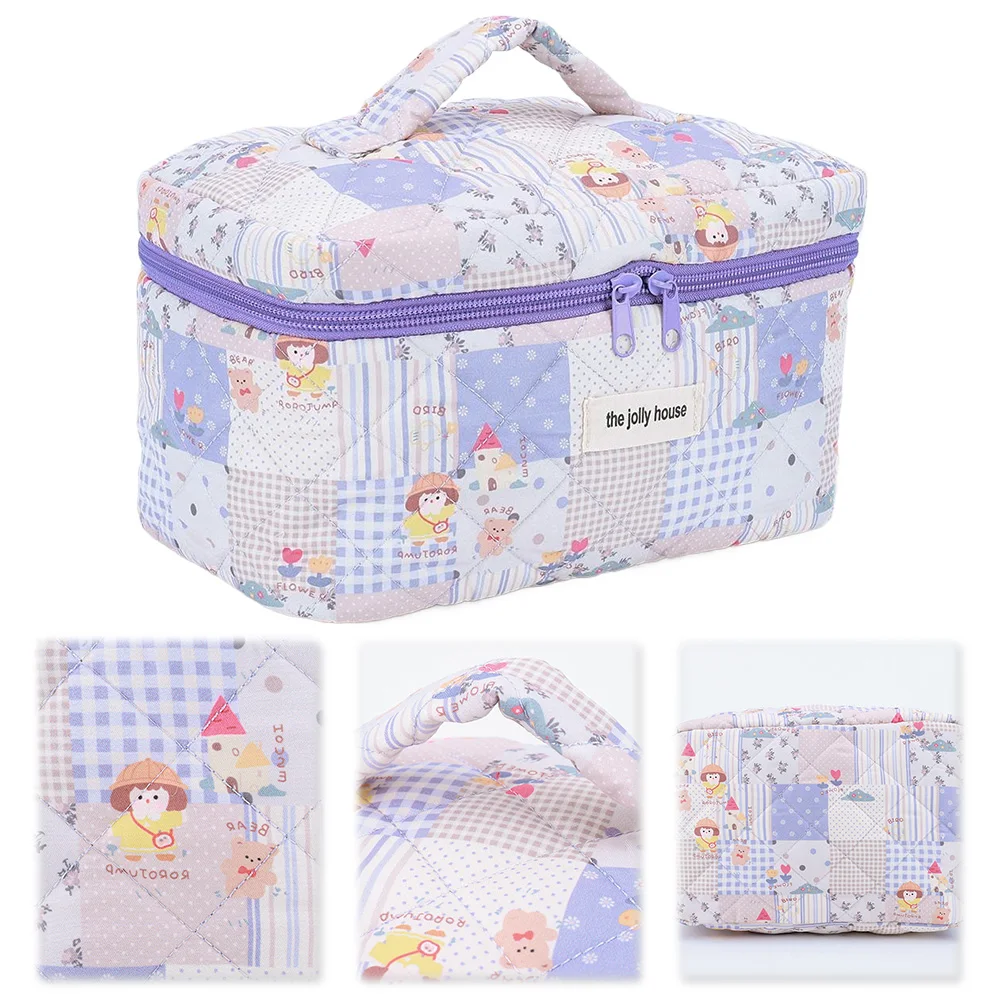 

Женская набор из 3 хлопковых стеганых косметичек на молнии для путешествий и шопинга