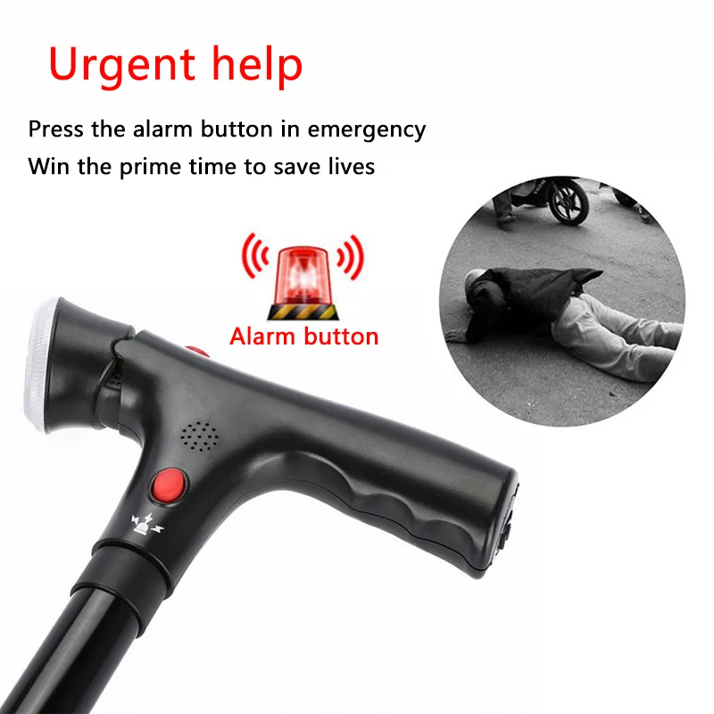 Bastón extensible con luz LED y alarma para mayores - imagen 4