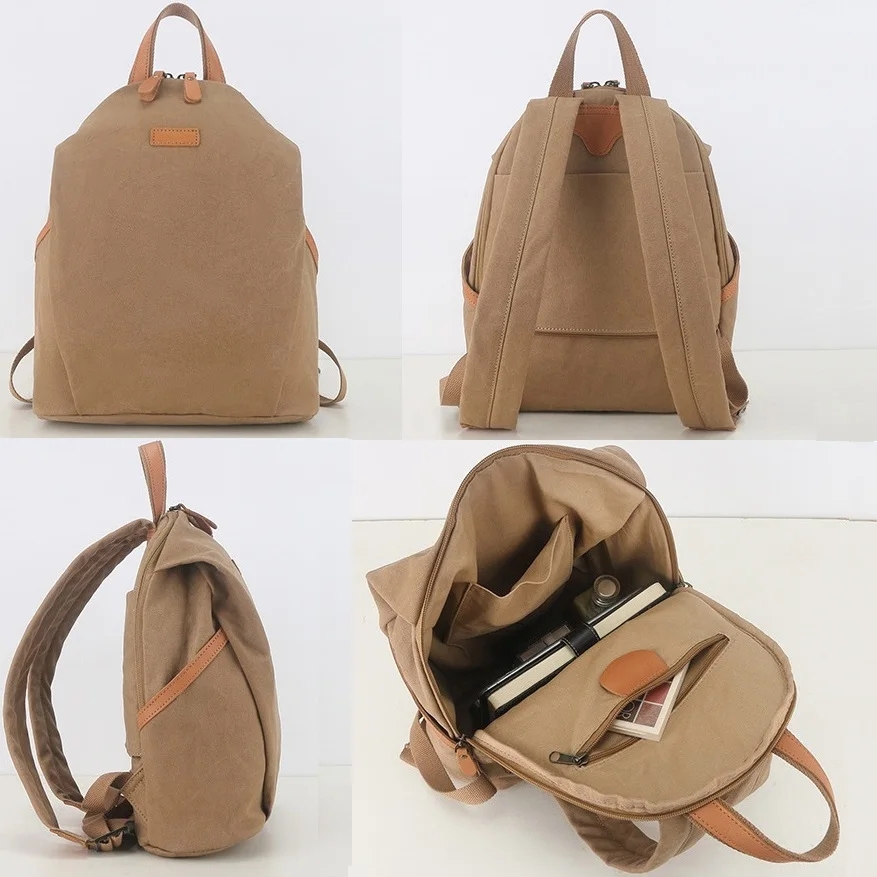 Solid Color Canvas Backpacks For Girls 2026 New Simple Pleated Travel Bag Large Capacity College Premium Durable School Bags