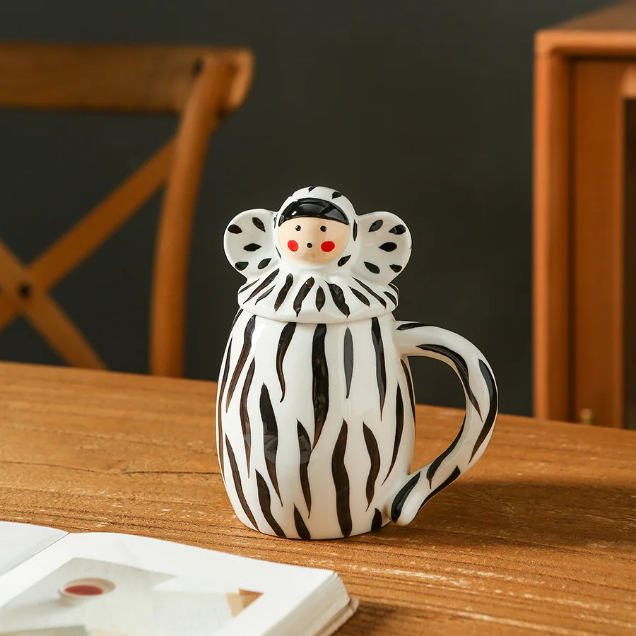 Cartoon Red Riding Hood Zebra Ceramic Coffee Cup Breakfast Milk Drink Cup Desktop Decoration Cute Character Ladies' Tea Cup Gift