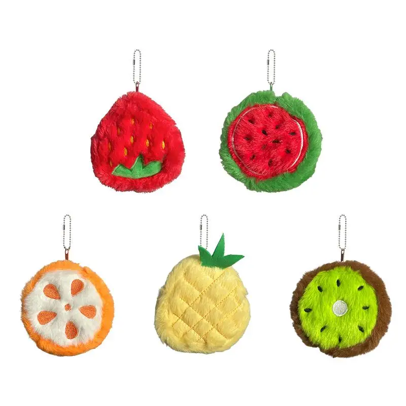 Cute Fruit Shape Plush Coin Purse Watermelon Pineapple Orange Strawberry Purse Bag Keychain Pocket Kid's Coin Pouch Wallet