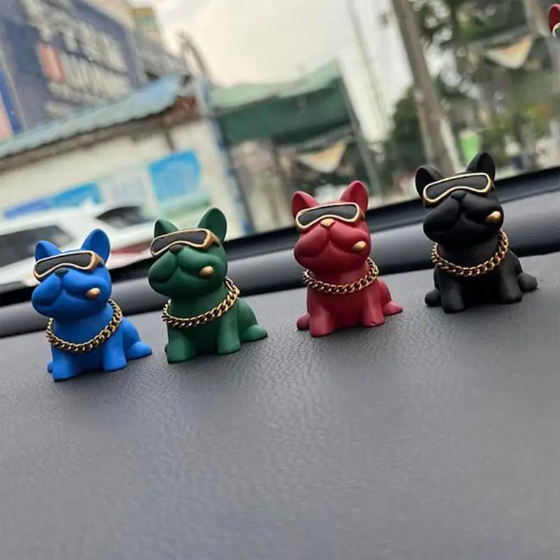 Car Dashboard Ornaments Cute Bulldog Vehicle Dog Figures Creative Decorations Dashboard Auto Ornament Automobiles Accessories