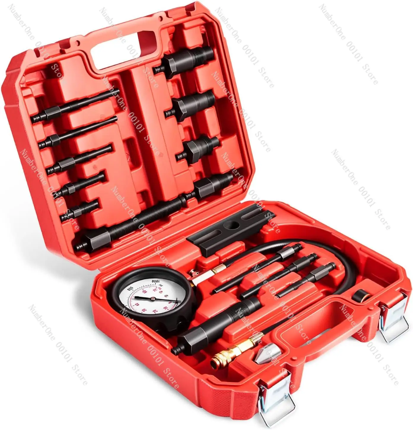 TU-15B Diesel Engine Compression Gauge Tester with Gauge & Adapters, Cylinder Pressure Meter Teste Tool Kit for Trucks Cars, TOO