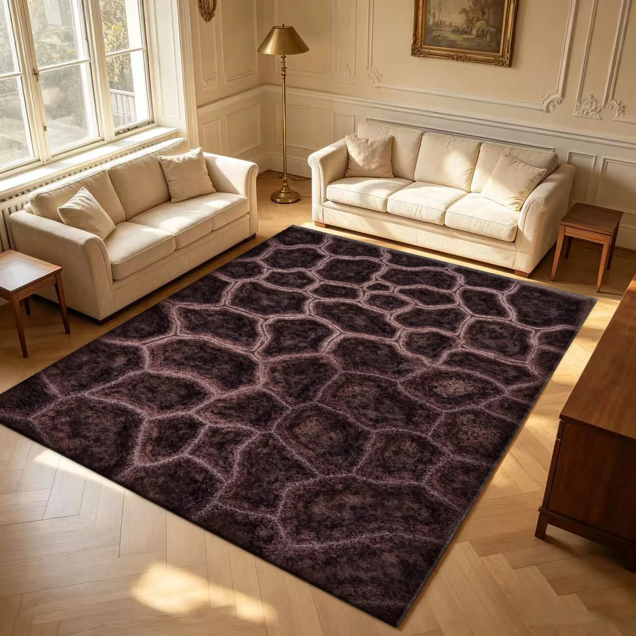 Brown Stone Cracked Skin Texture carpet flooring Retro Natural Pattern Floor Mat