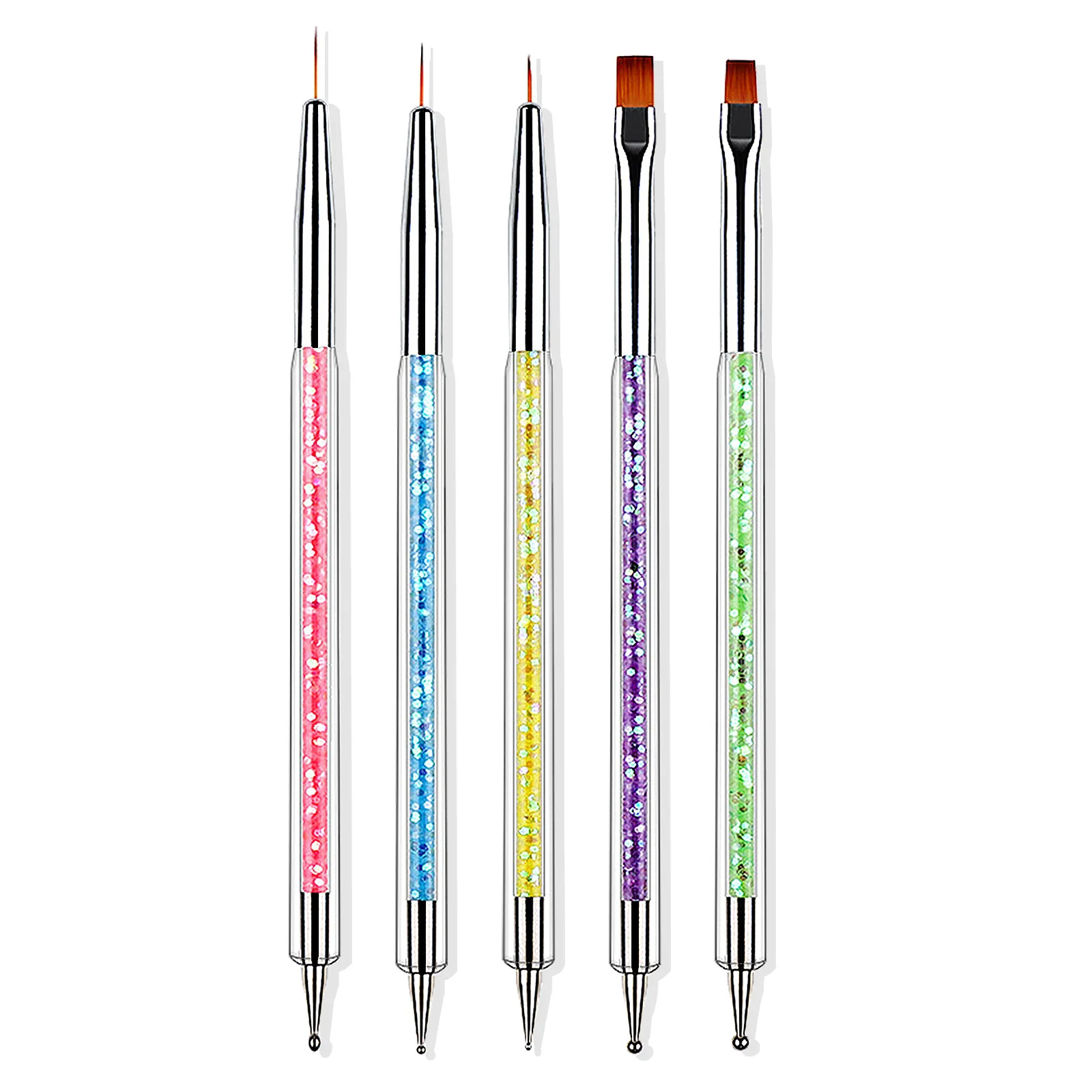 5Pcs Nails Brushes Design Art Drawing Tip Carving Dotting Pen Kits Nail Supplies Professionals Manicure Set Accessories Tools