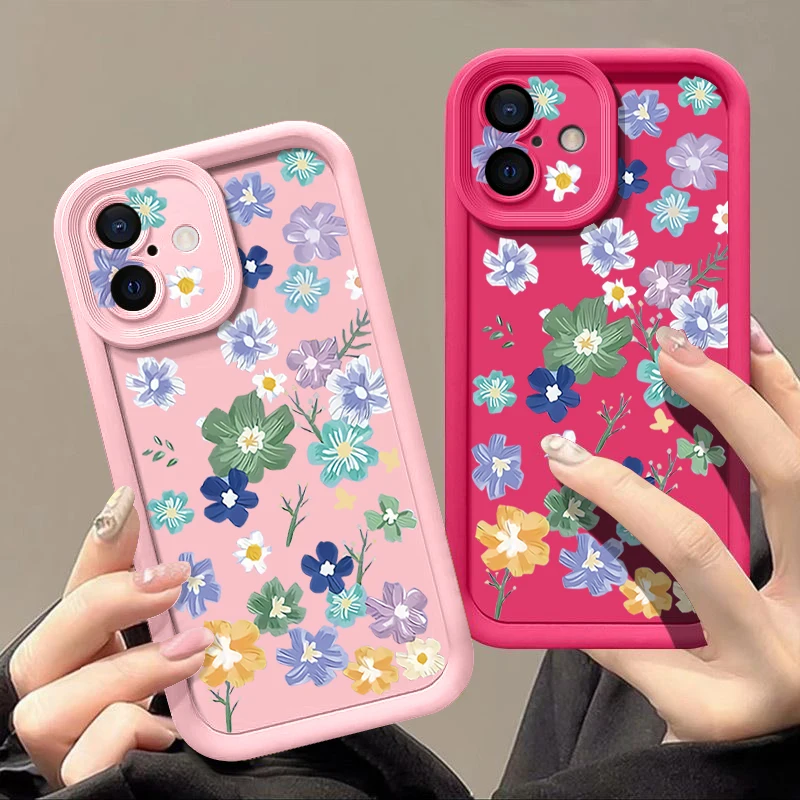 Для iPhone 16 Pro Max Чехол Rural Styel Cartoon Flower ТПУ Силиконовый мягкий чехол для iPhone 15 Pro Max Funda iPhone 13 14 12 11 16e