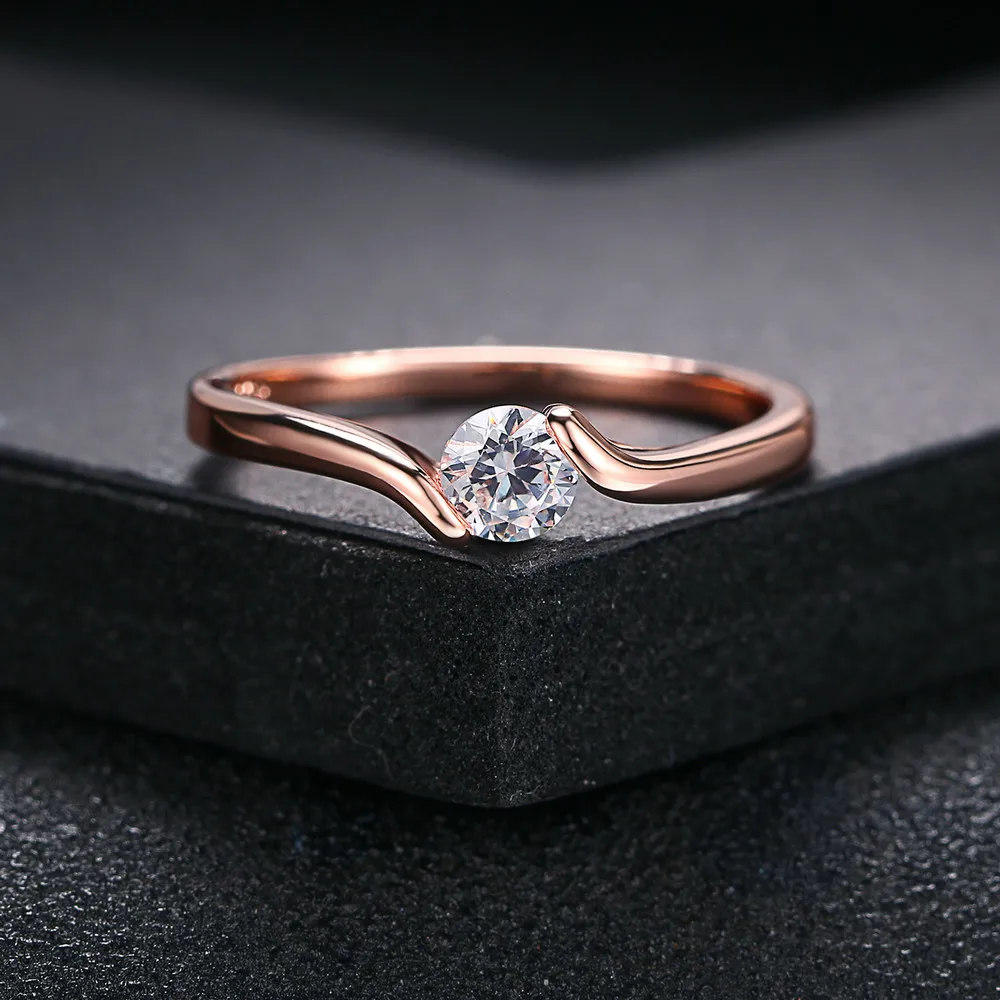 Austrian Cubic Zirconia Engagement/Wedding Finger Rings For Women Rose Gold Color Fashion Brand Jewelry For Women DWR239