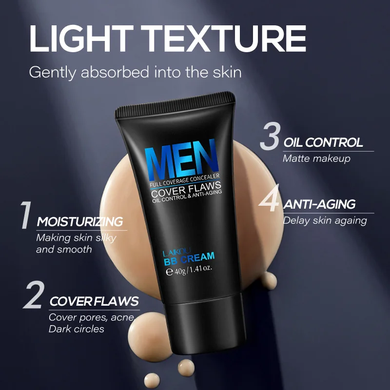40g Men BB Cream Revitalising Nourishing Brighten Cream Natural Whitening Face Foundation Tone Up Cream Moisturizing Concealer