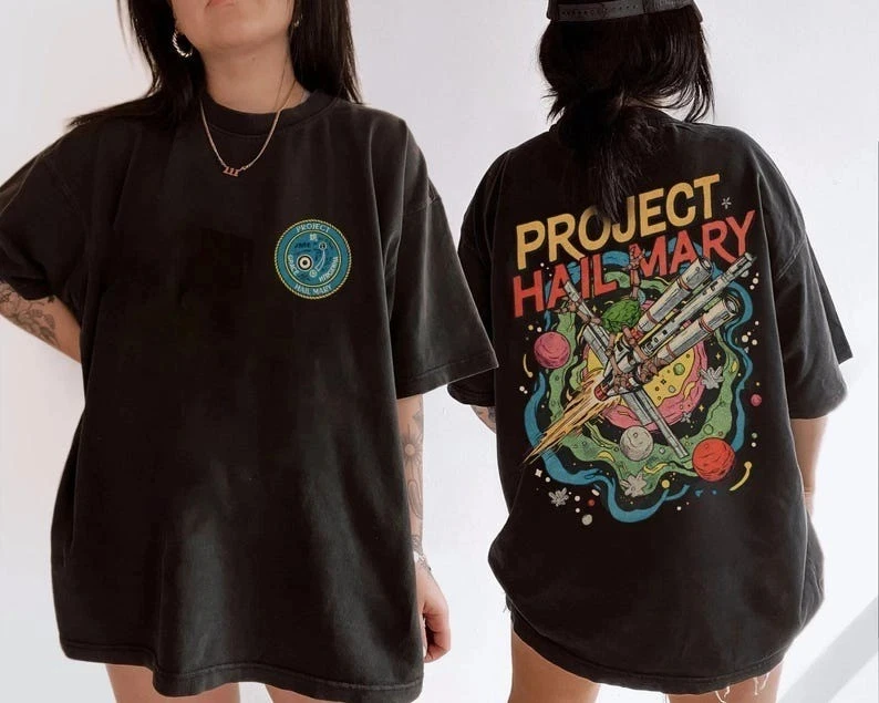 Project Hail Mary Two Sided Shirt Rocky Amaze Sci-Fi Book Lover Tshirt Short Sleeve T-shirts for Summer Unisex All-Season
