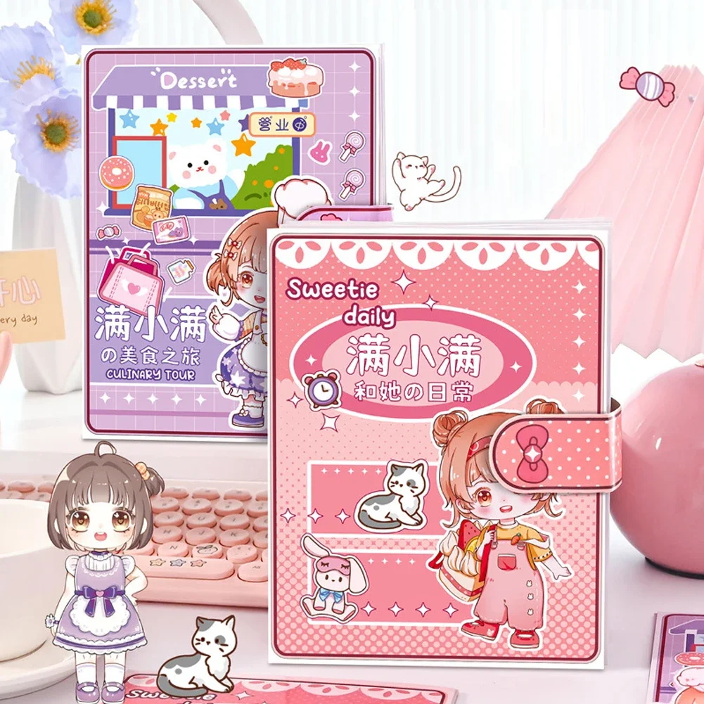 الإبداعية Diy الرسوم المتحركة كتاب هادئ فتاة اللباس الأطفال التعليمية اليدوية ورقة كتاب دمية مجموعة كاملة الغذاء الحياة اليومية #4