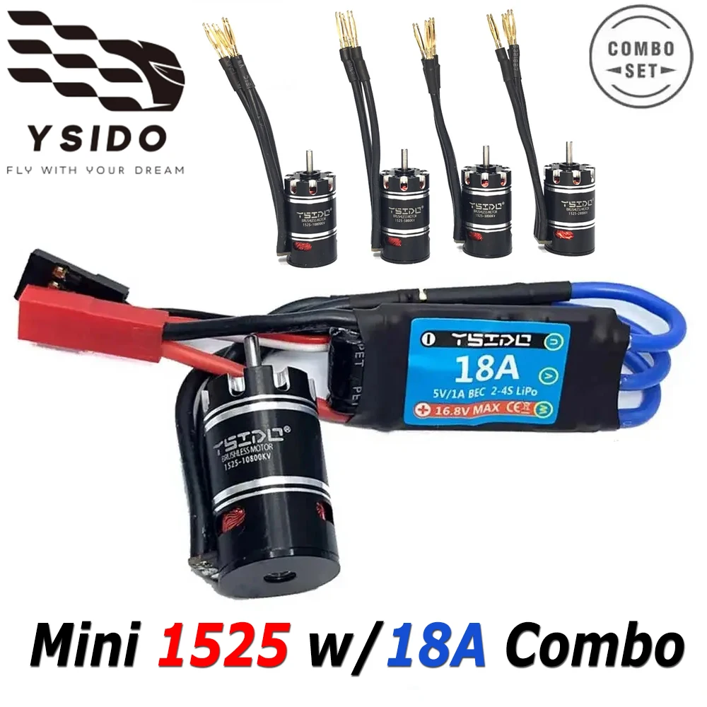 YSIDO 2800KV 3800KV 5800KV Mini 1525 Bürstenloser Motor und 18A ESC Combo für Kyosho Mr03 Pro Atomic DRZ RC Autos 1/24 1/28 1/32