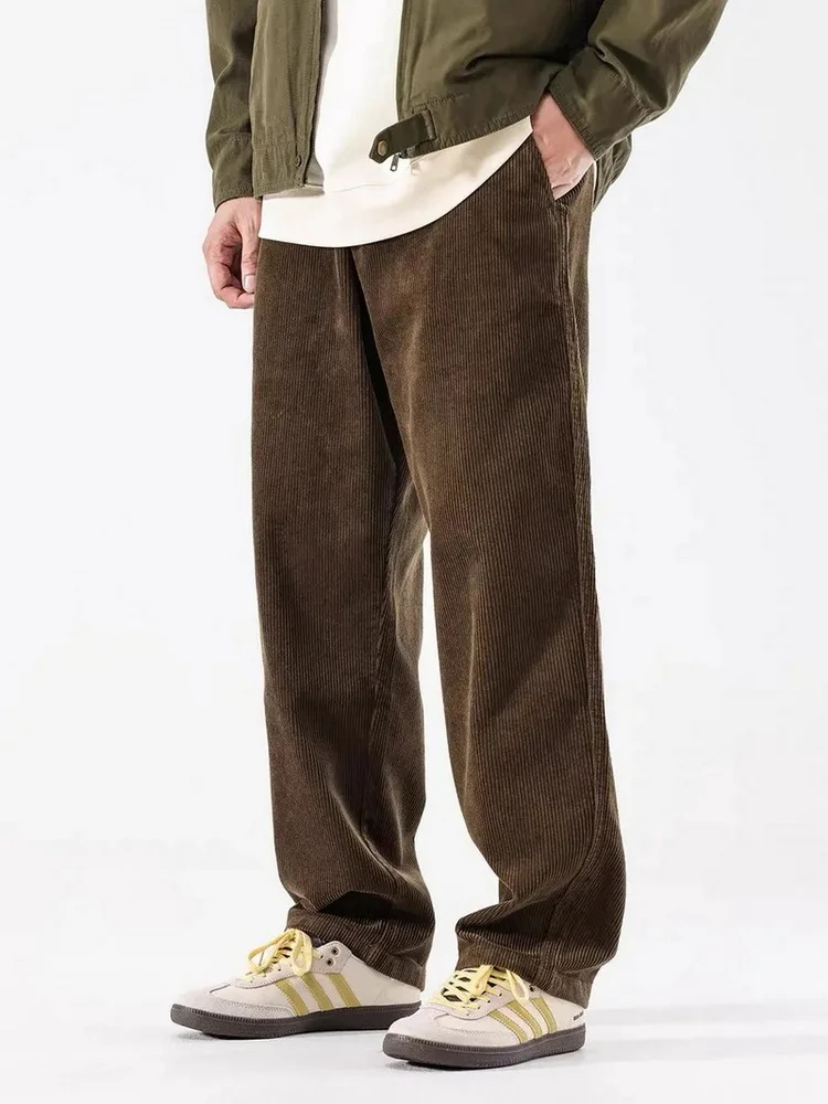 

Новые американские мужские брюки из вельвета: плотные, эластичные, дышащие, прямого кроя, повседневные, осенние, универсальные, длинные