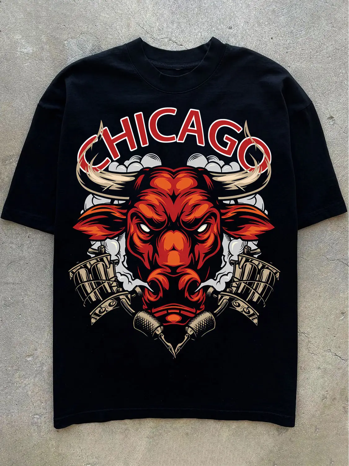 

Хлопковая футболка с короткими рукавами и принтом Chicago Demon Bull King, американская баскетбольная футболка в стиле хип-хоп, летняя мужская и женская уличная одежда Y2k