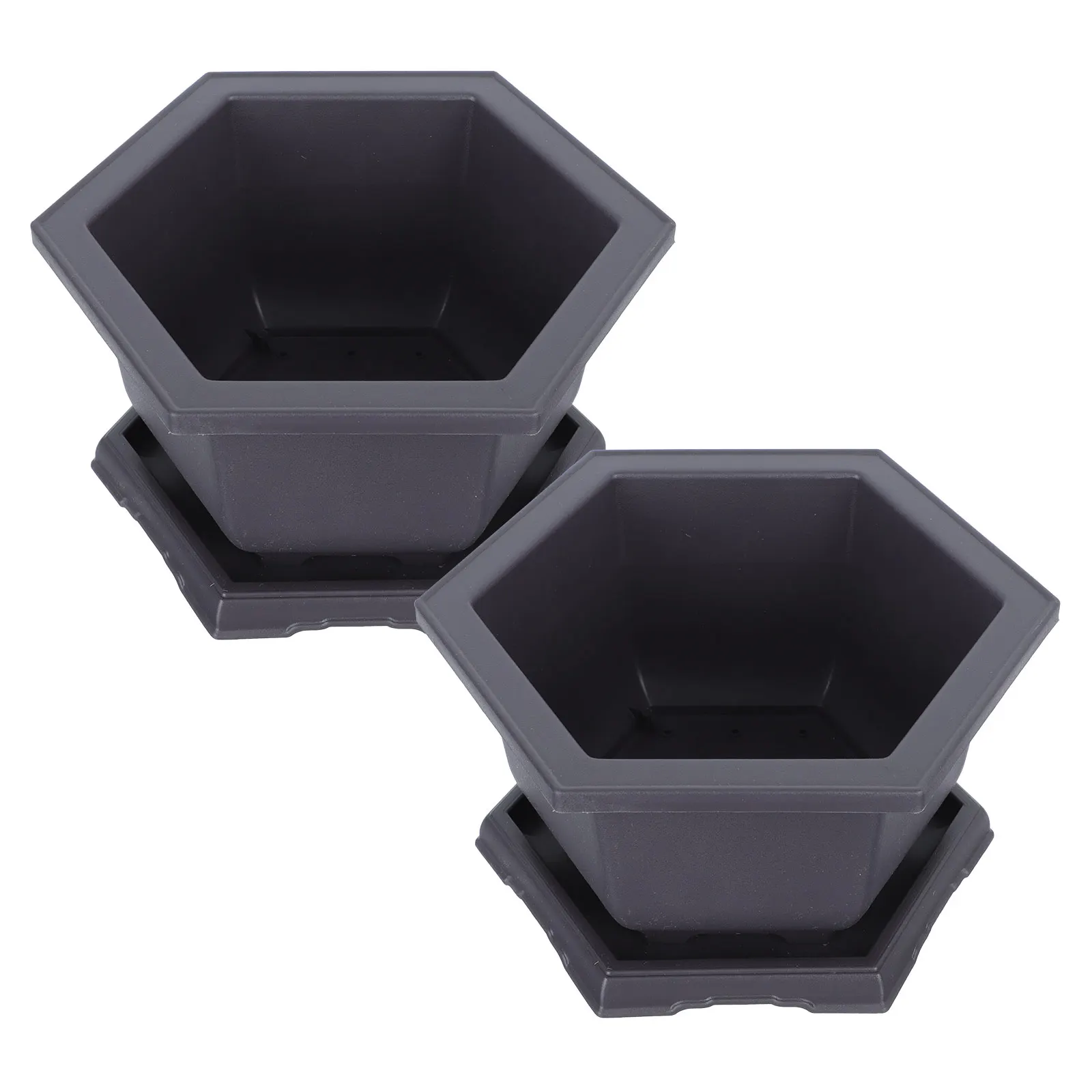 

1 set Hexagonal Flower Pot Mini Plants Indoor Shelf Decorative Trays Plastic Planter Balcony Courtyard Park