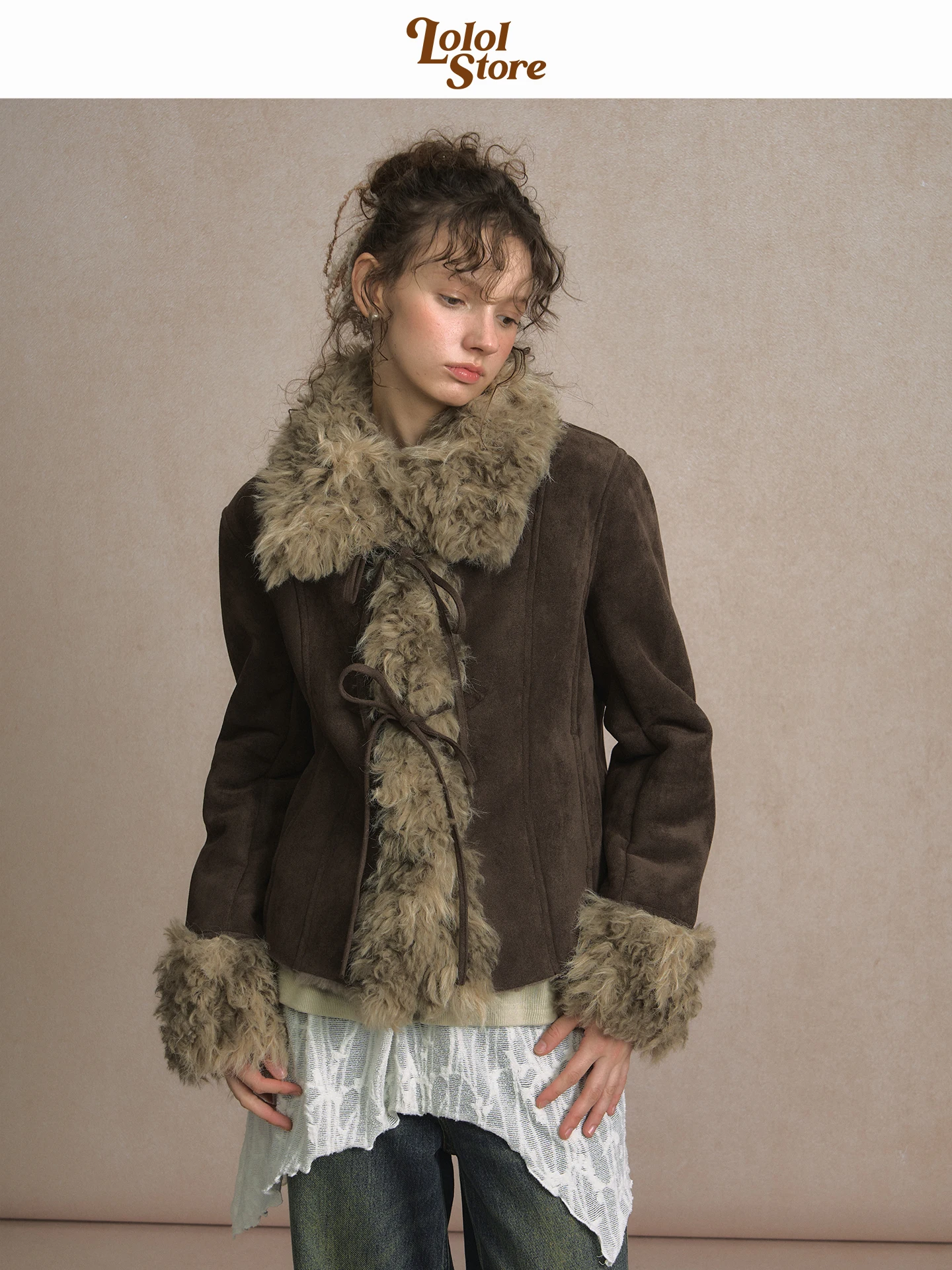 

Женская утепленная куртка LOLOL из искусственной замши с вставками из кожи и меха, короткая, в стиле ретро, из оленьей кожи, бархатная, зимняя верхняя одежда