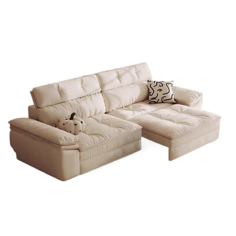 Chenier electric sofa bed, fabric cream folding telescopic cat scratching cloth function sofa