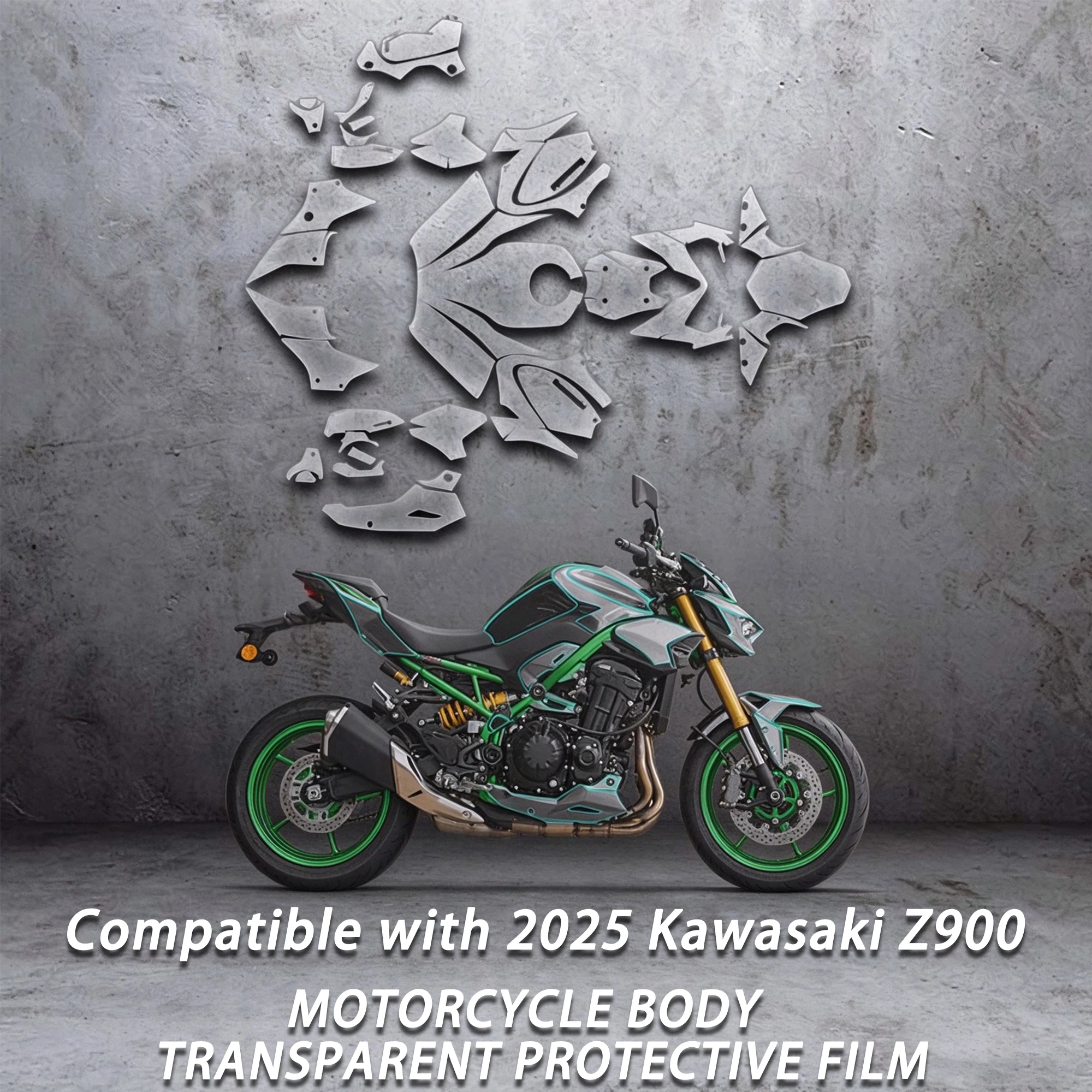 Compatible with 2025 2026 Kawasaki Z900 Motorcycle Body Invisible Protective Decal Self-repair Sticker Waterproof Accessory