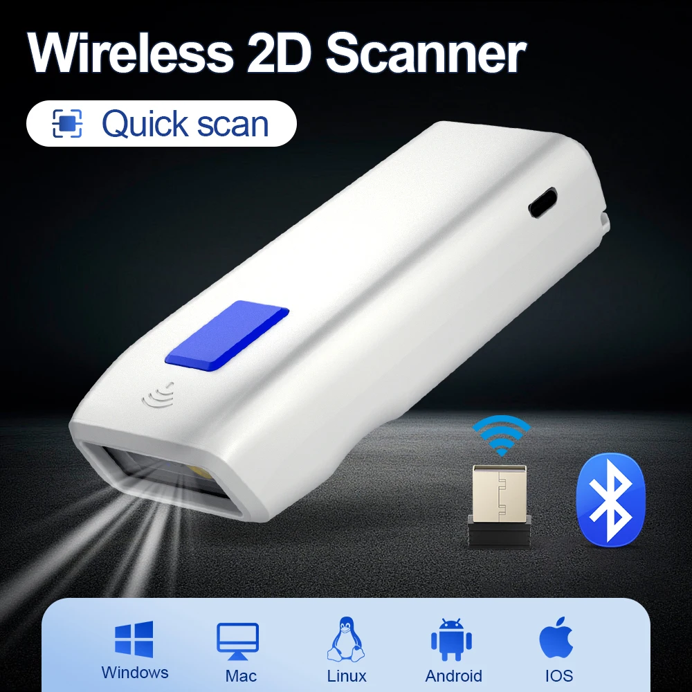 NETUM Bluetooth Barcode Scanner Portable 2D Barcode Reader for Express Delivery and Logistics Wireless 2.4G USB Connection