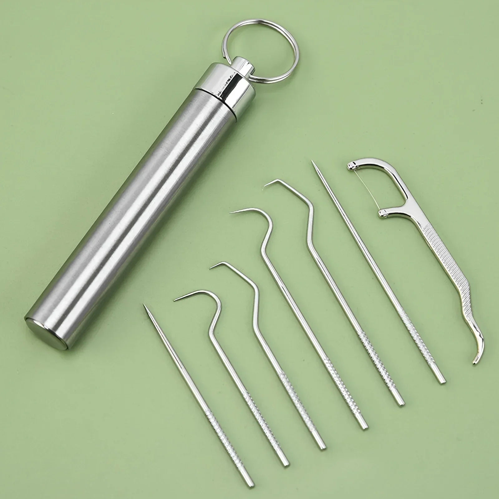 Portable Reusable Toothpicks Tooth Flossing Tartar Removal Tool Teeth Cleaner for Tooth Oral Clean Stainless Steel Toothpick Set