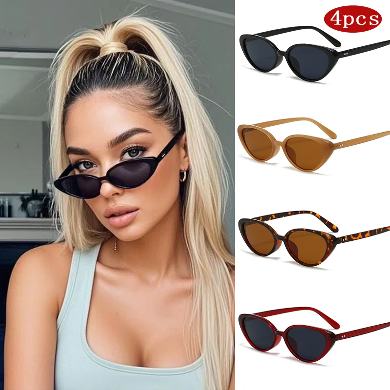 Auto Sonnenbrille 4 stücke Neue Cat Eye Sonnenbrille Frauen Männer Shades Retro Brille Anti-Uv Vintage Kleine Rahmen Brillen weibliche Oculos