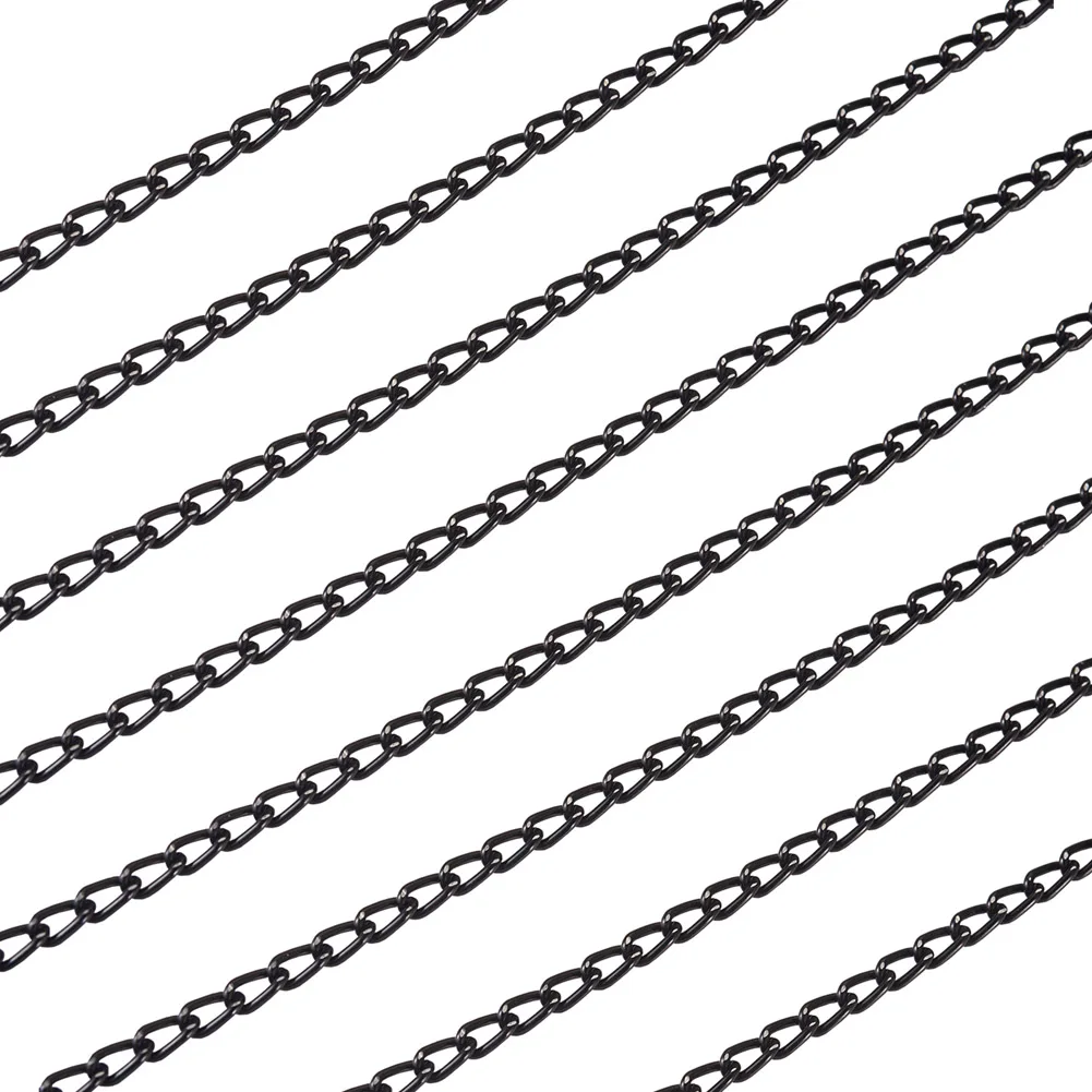 5/10m/Roll Aluminium Curb Chain Black Twisted Chain Links Metal Craft Chain for Jewelry Making Necklace Bracelet DIY Crafts