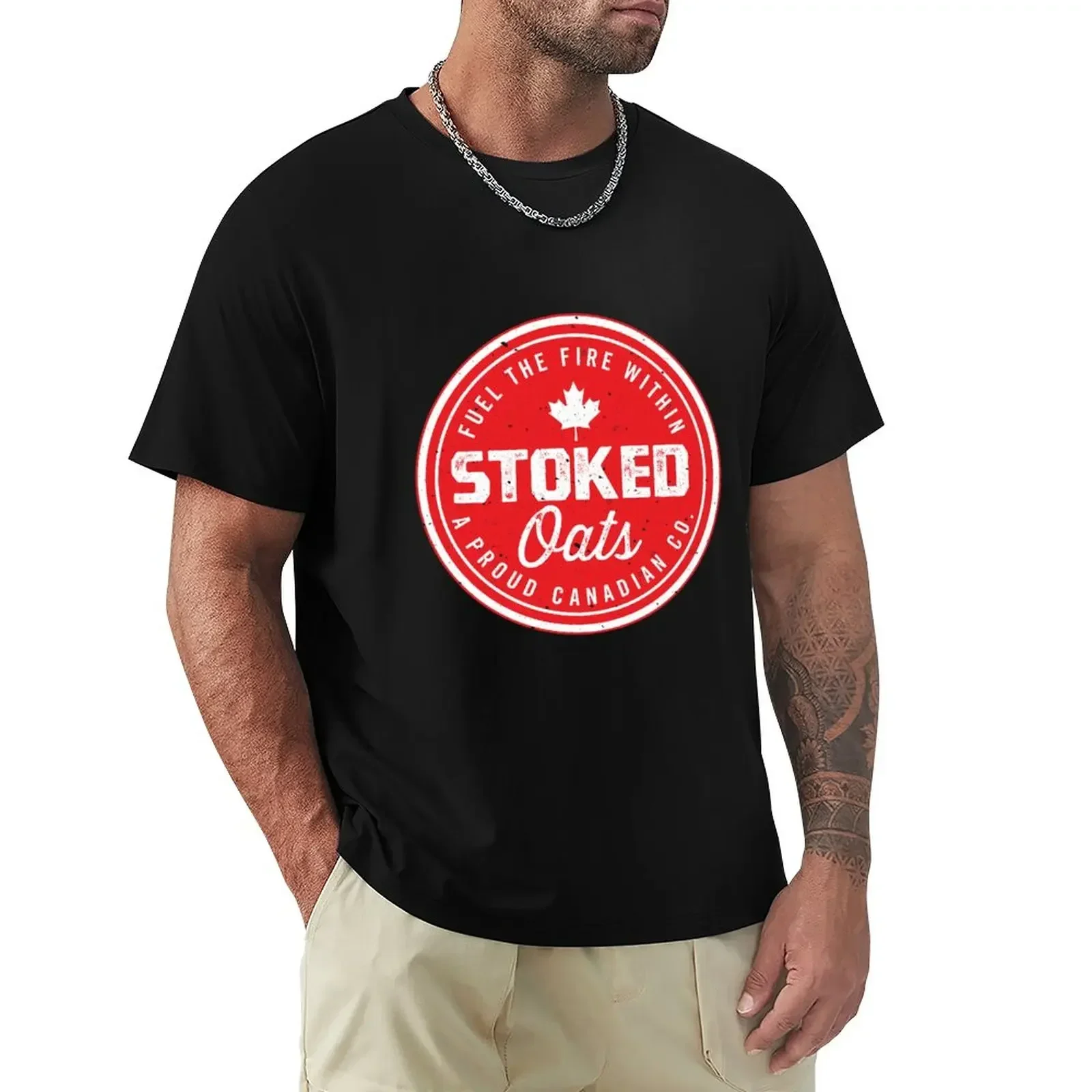 Stoked Oats Badge T-Shirt Aesthetic clothing shirts graphic tee plus size tops plain white t shirts men