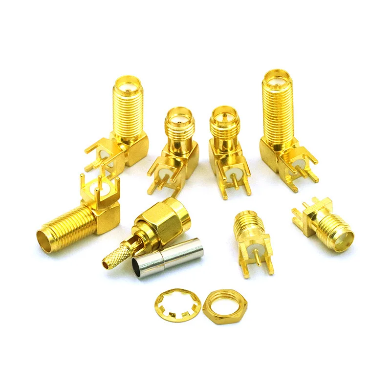 2PC SMA Male/ Female RF Coax Connector PCB 2-Hole Panel Mount Solder Post Wire Terminal Adapter Goldplated Wholesale Price