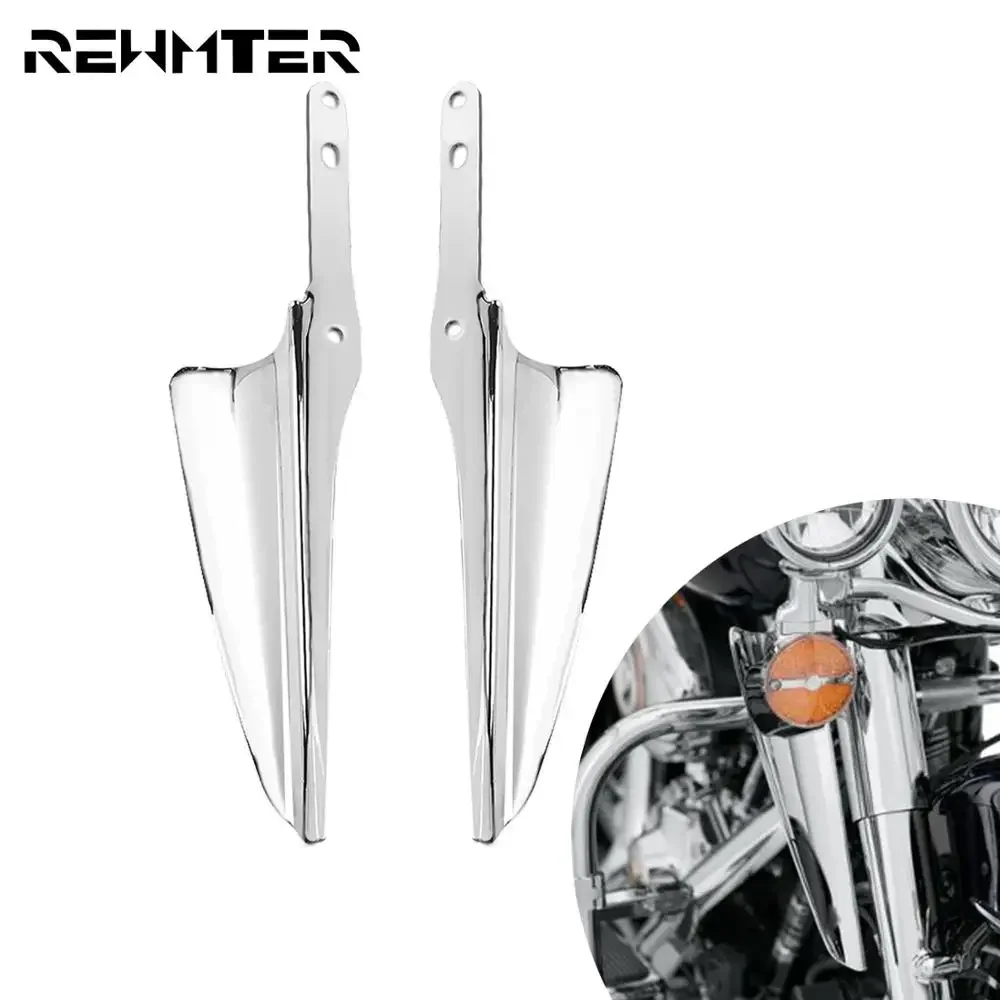 Motorcycle Front Fork Mount Wind Deflectors Chrome Wind Guard Shields For Harley Touring 1995-2019 2023 Road King Electra Glide