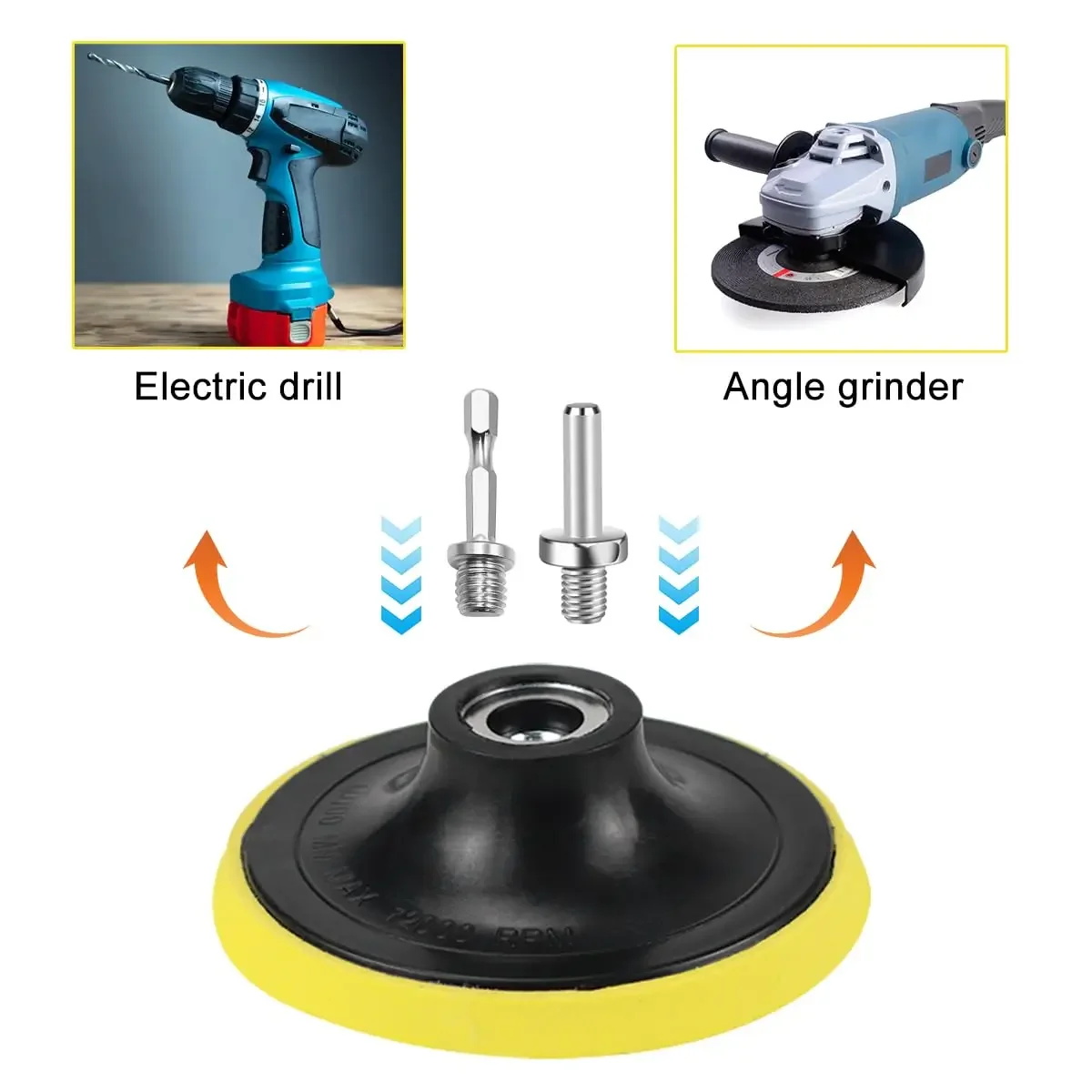 4/5 Inch Wool Buffing Pad Kit 8 Pcs with Backing Pad and M10 Adapter Attachment Cordless Screwdriver Angle Easy Interchangeable