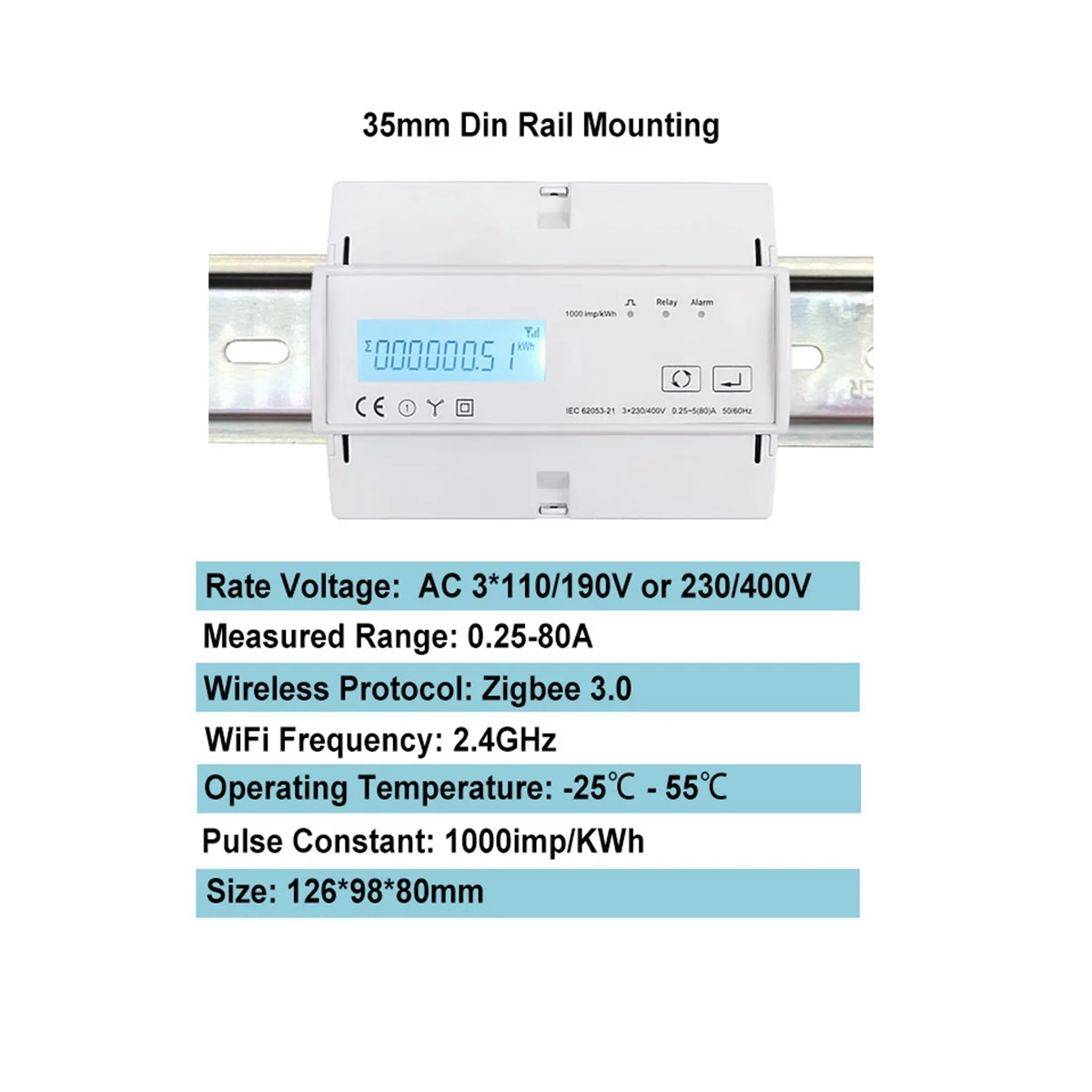 WiFi 3 المرحلة ثنائية الاتجاه الطاقة متر ، كيلوواط ساعة مراقبة الطاقة ، Wattmeter ، تويا App ، التبديل عن بعد ، ON ، OFF 3X110 ، 190 فولت ، 230 ، 400VAC