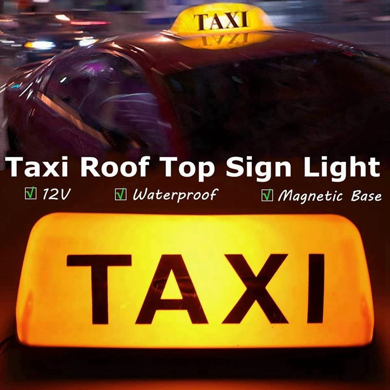 2X 12V Waterproof Top Sign Magnetic Meter Cab Lamp Light LED TAXI Signal Lamp - Yellow