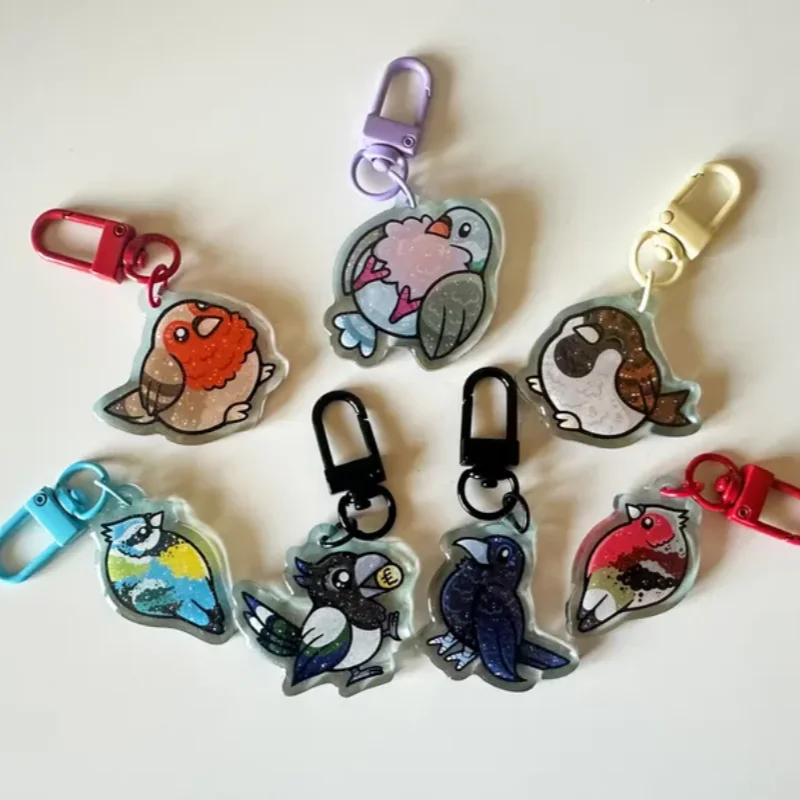 Garden Birds Mystery Acrylic Keychain - Pigeon Magpie Crow Blue Tit Chaffinch Sparrow Robin Customize Design Wildlife