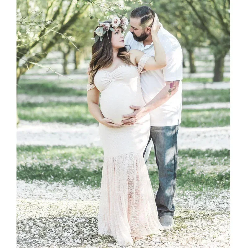 Vestido de maternidade fotografia adereços sexy fishtail maxi gravidez vestido de renda fotografia roupas para grávidas sessão de fotos
