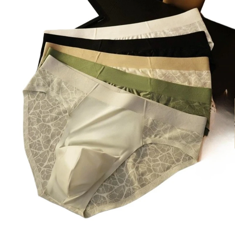 Summer Thin Men's Seamless Pants Smooth and Soft Quick-dry Low Waist Underwear 2026 New Briefs Men's Ice Lace Young Boys' Pants