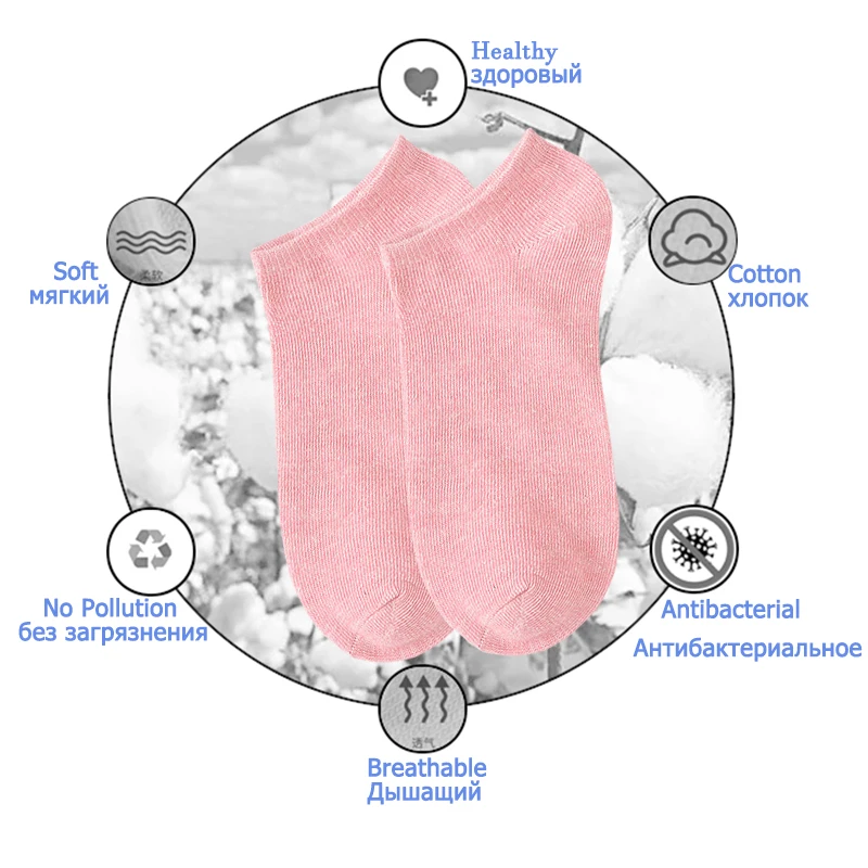 Meias curtas para mulheres e meninas, meias de algodão macio, estilo simples e casual, moda, para o verão e primavera, 10pcs = 5 pares/lote