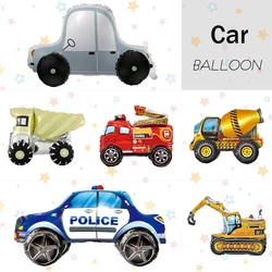 3D Button Assembly Aluminum Foil Balloon Engineering Vehicle Fire Truck Police Cars Balloons Birthday Party Decor Kids Gifts Toy