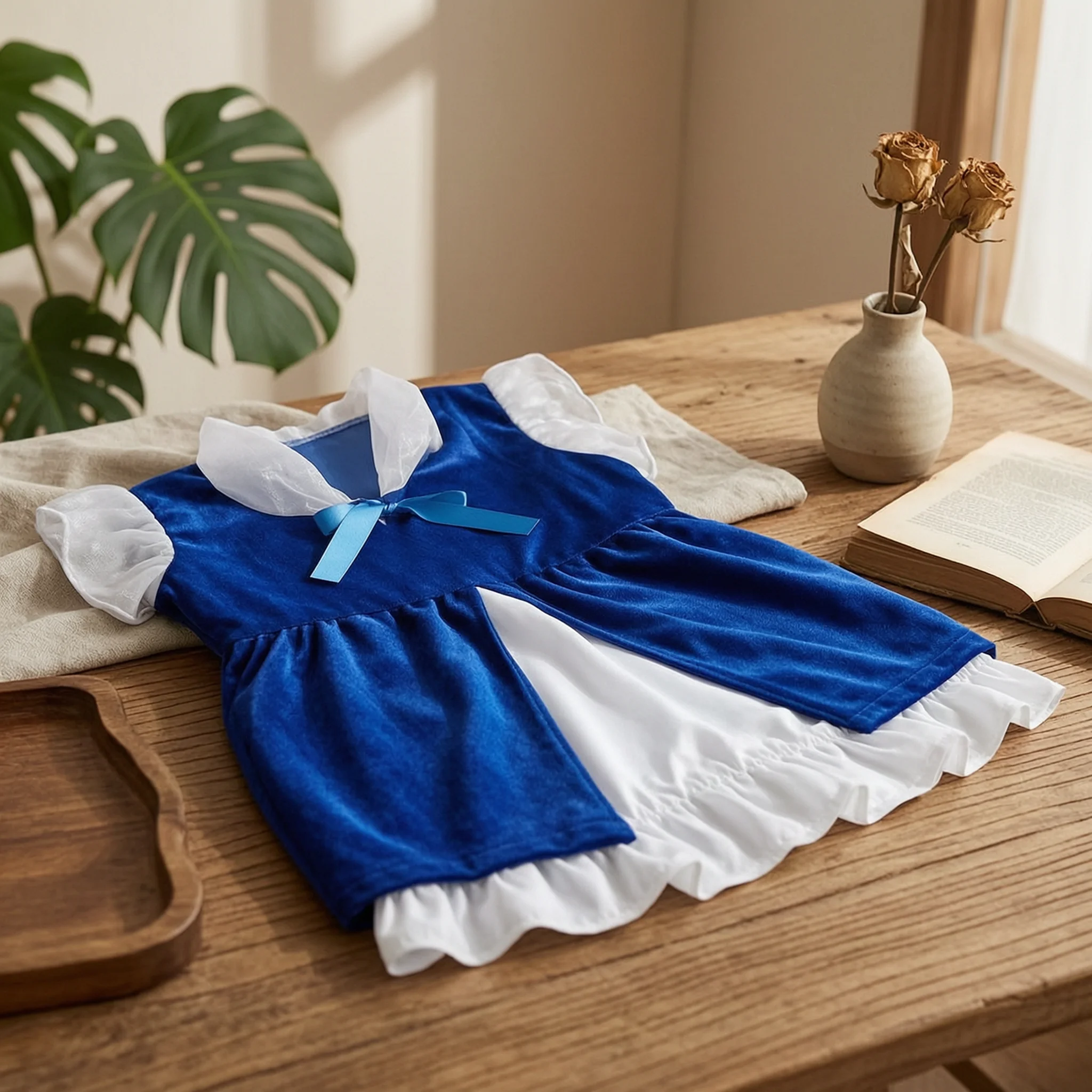 Velvet Dress with Collar Long-Sleeved Historical Dress Civil War Costume Modest Clothing Fashionable for Girls