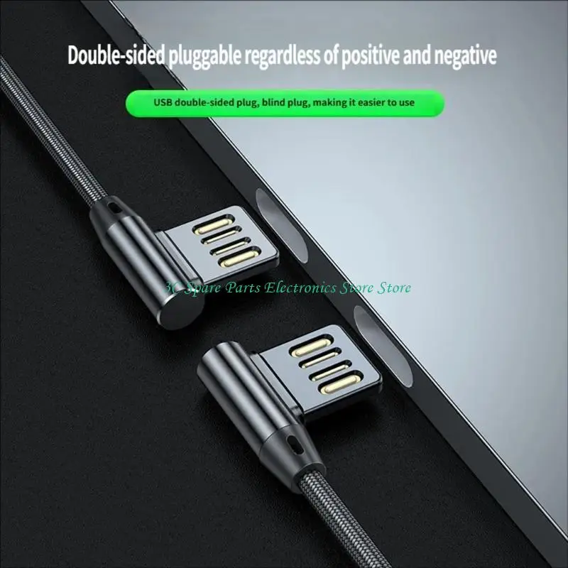 SZ Elegant Angled USB A to Type C Charging Cable with Braiding Ergonomic Data Line