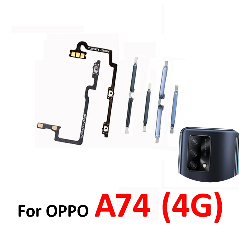 For Oppo A74 4G CPH2219 Phone New Power Volume Button On Off Control External Side Key Internal Flex Cable Parts Black Blue